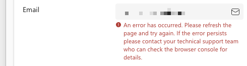 Error when validation fails