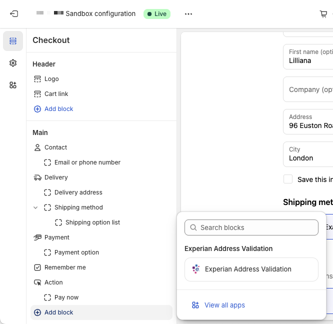 Add block to Checkout